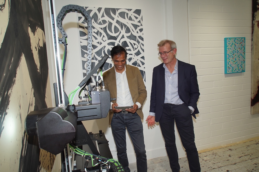 Angus Scott and Sanjeev Kumar with the Artclear Scanner